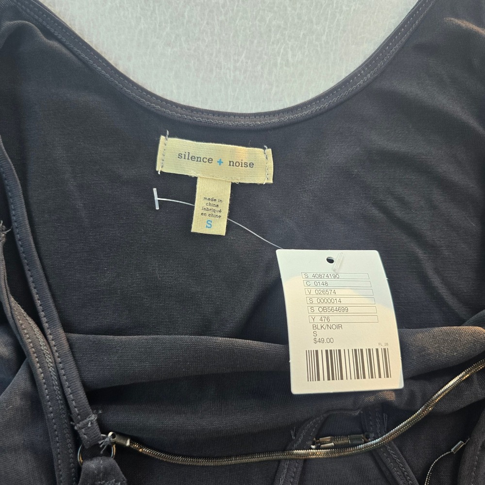 Silence + Noise NWT Womens Strappy V-Neck Tank Top Black OB564699 Size Small - Picture 5 of 9